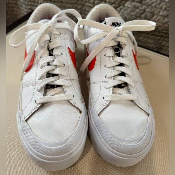 Nike Women's Court Legacy Lift White and Orange Leopard Platform Sneakers size 8 - Picture 9 of 14